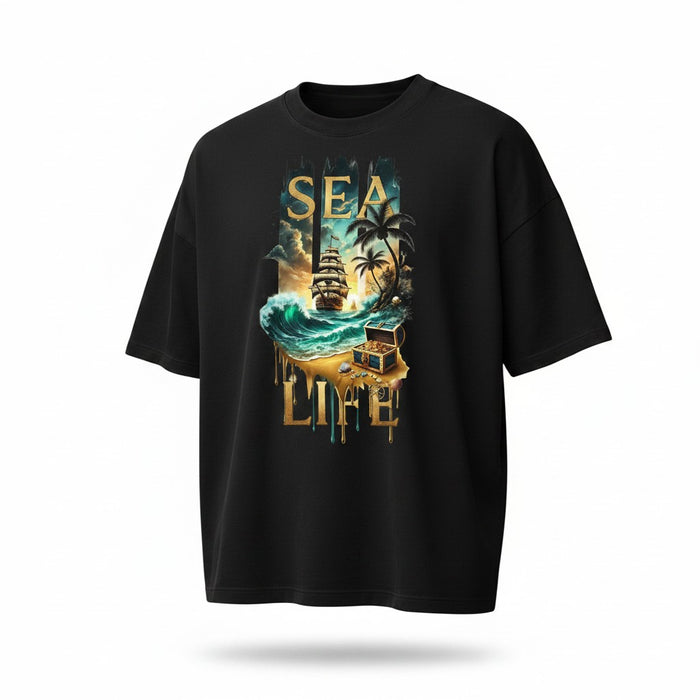 SEA LIFE – Vintage Coastal Adventure Graphic Oversized T-Shirt