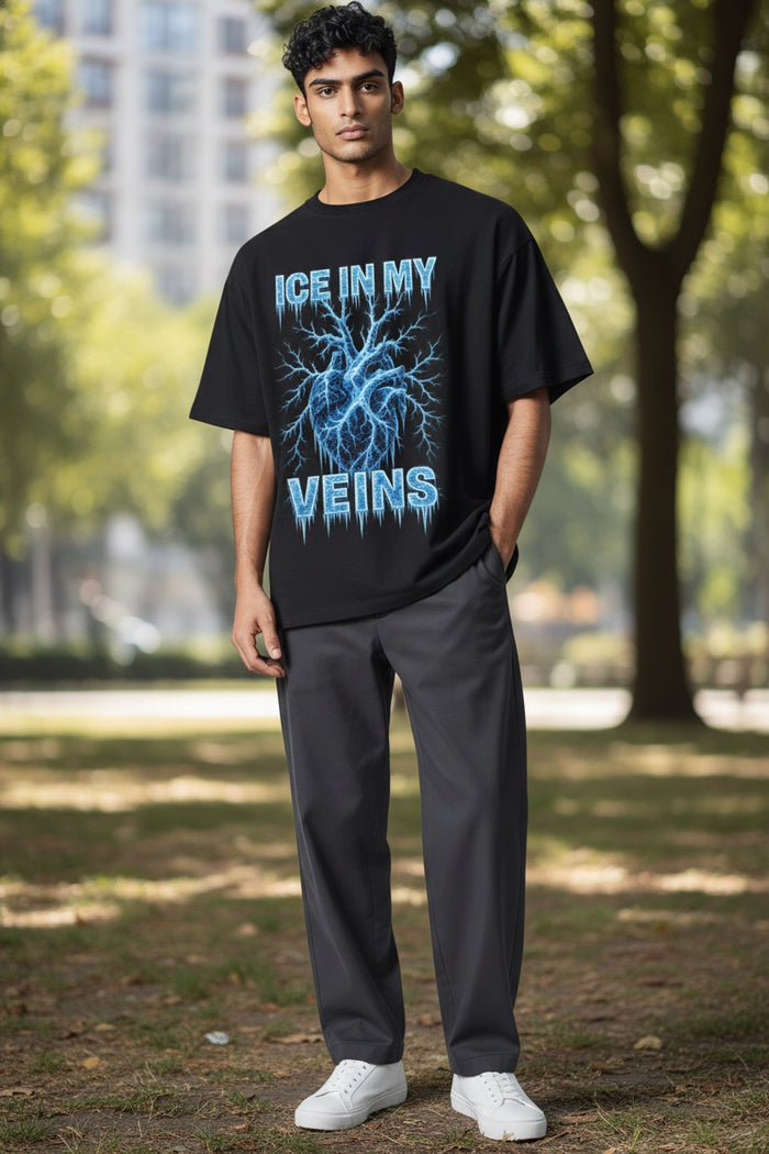 ICE IN MY VEINS Oversized Graphic T-Shirt