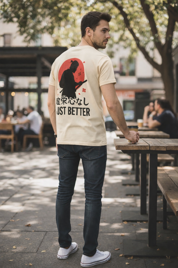 Men's Oversized T-Shirt – Not Arrogant, Just Better (Samurai Edition)