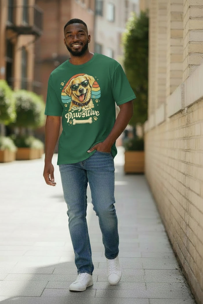 Stay Pawsitive Vintage Dog Graphic Oversized T-Shirt