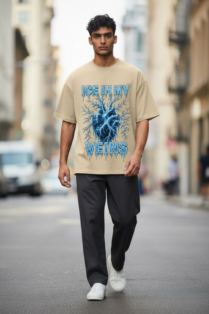 ICE IN MY VEINS Oversized Graphic T-Shirt