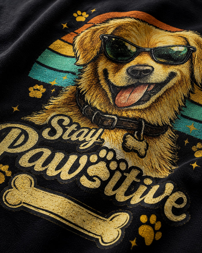 Stay Pawsitive Vintage Dog Graphic Oversized T-Shirt