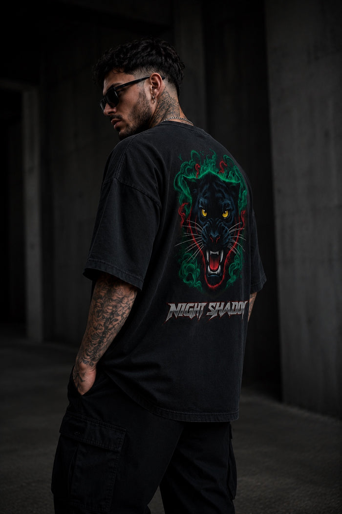 Night Shadow Panther Oversized T-Shirt