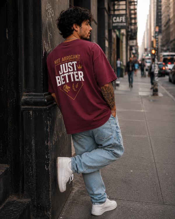 Men's Oversized T-Shirt – Not Arrogant, Just Better (Lion Edition)
