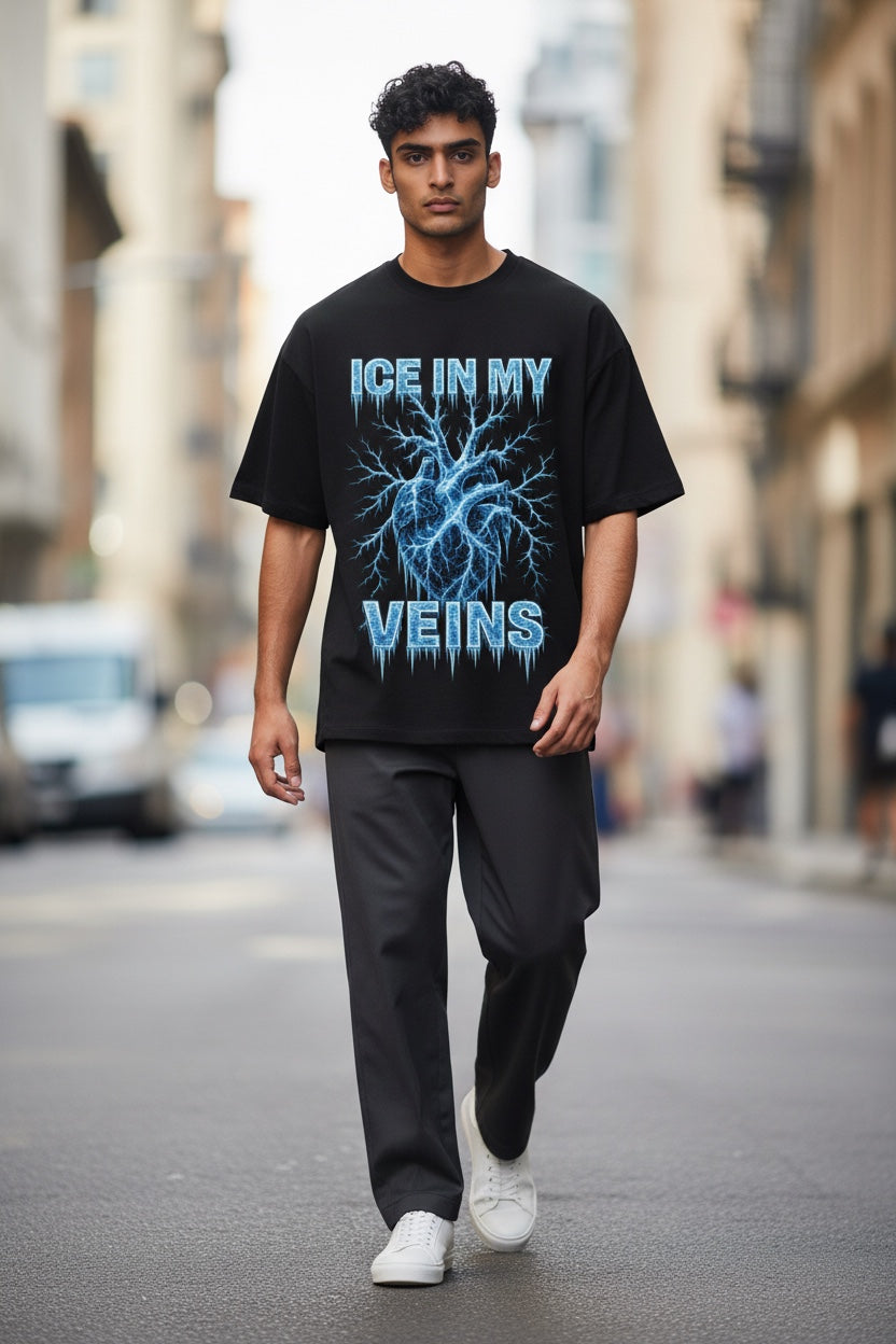 ICE IN MY VEINS Oversized Graphic T-Shirt