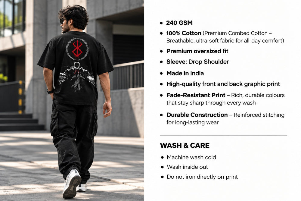 Brand of Sacrifice Dark Anime Oversized Tee – Black
