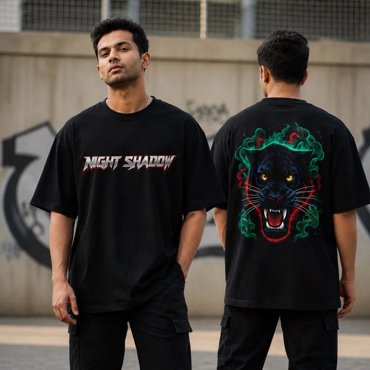 Night Shadow – Men's Oversized Graphic T-Shirt