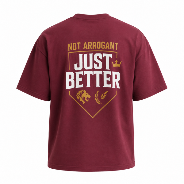Men's Oversized T-Shirt – Not Arrogant, Just Better (Lion Edition) Image 4