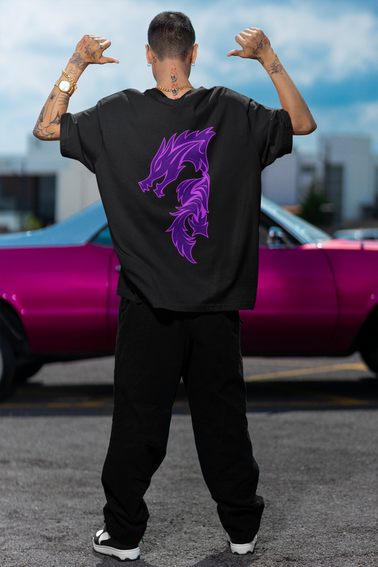 MEN'S OVER SIZED T SHIRT PURPLE DRAGON