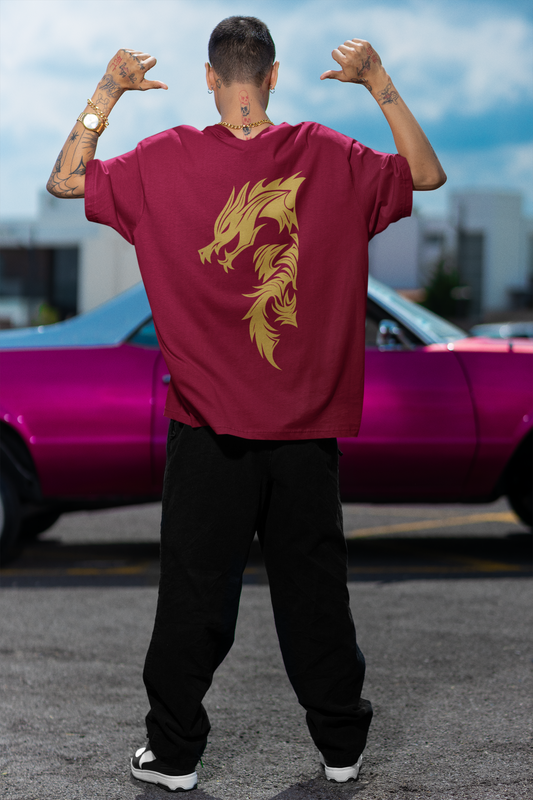 Mens Over SIzed T shirt  Golden Dragon