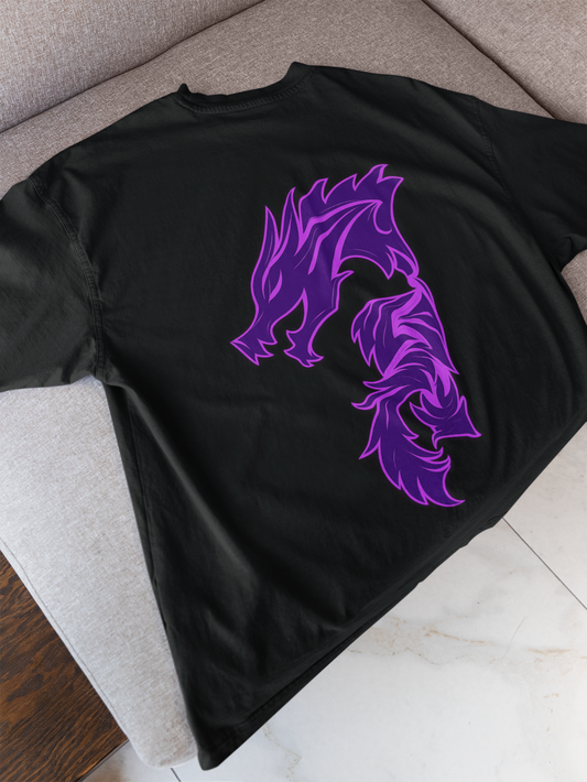 MEN'S OVER SIZED T SHIRT PURPLE DRAGON