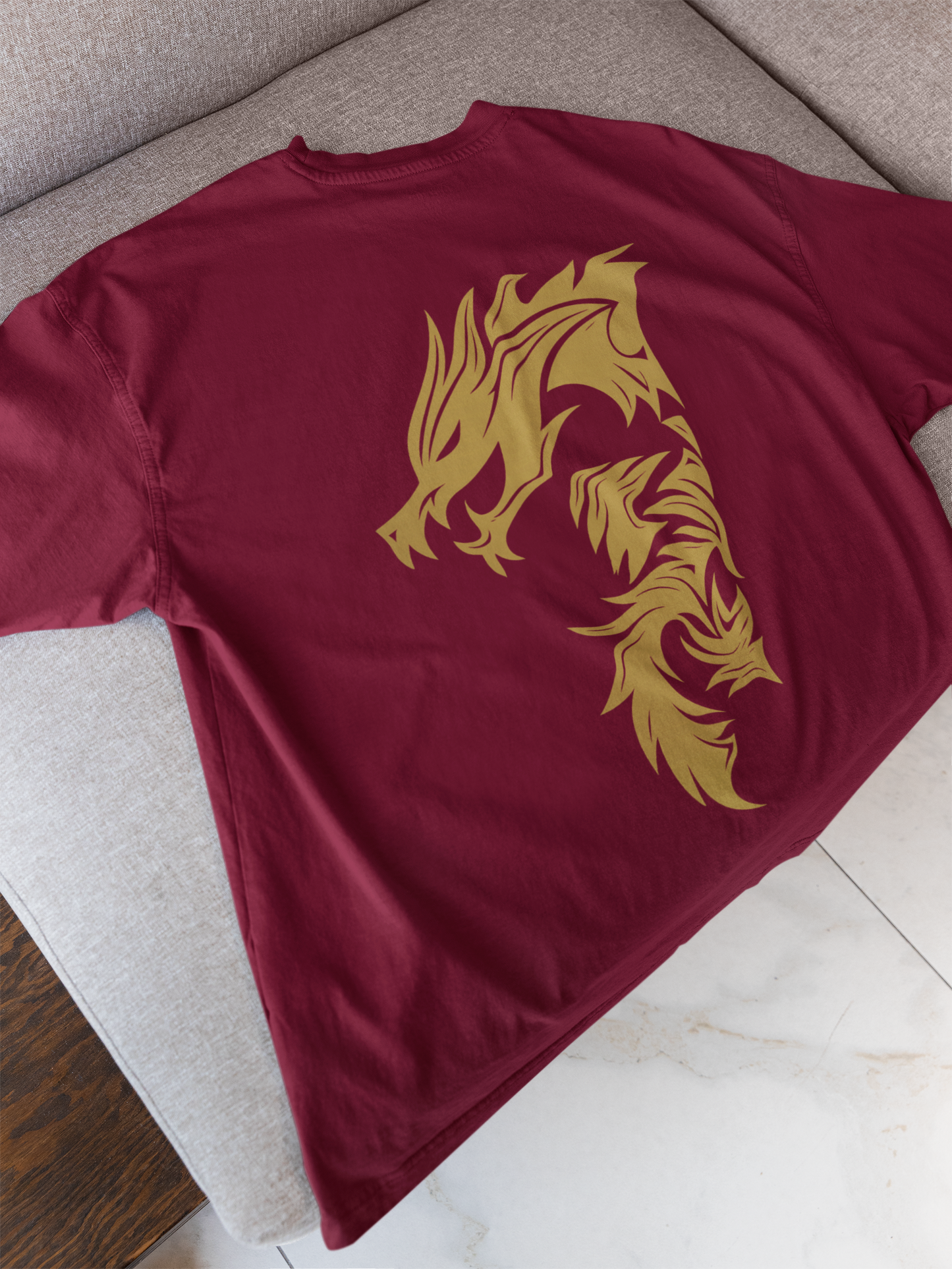 Mens Over SIzed T shirt  Golden Dragon