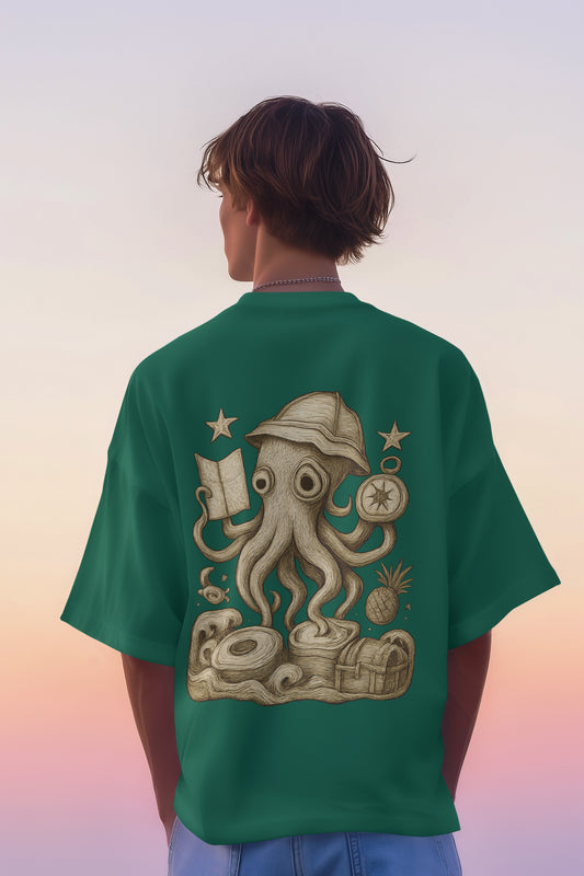 OCTOPUS ON THE MOON LIGHT OVERSIZED MEN'S T SHIRT