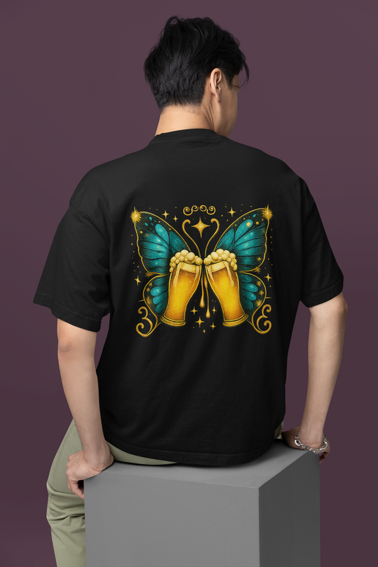 MEN'S OVERSIZED BUTTERFLY BEER THEME T SHIRT