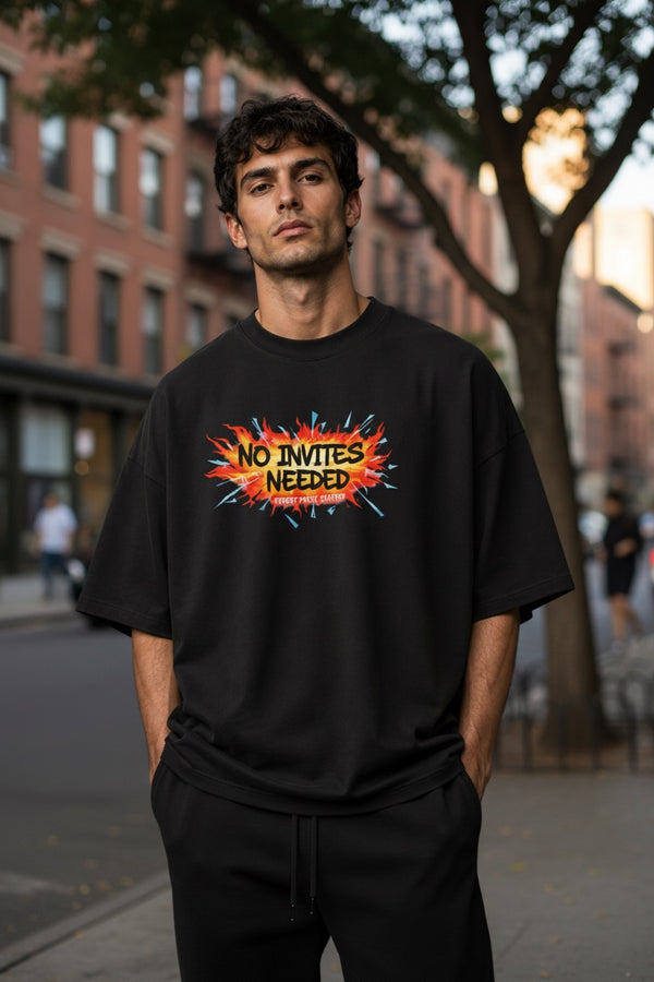 No Invites Needed – Men's Oversized T-Shirt